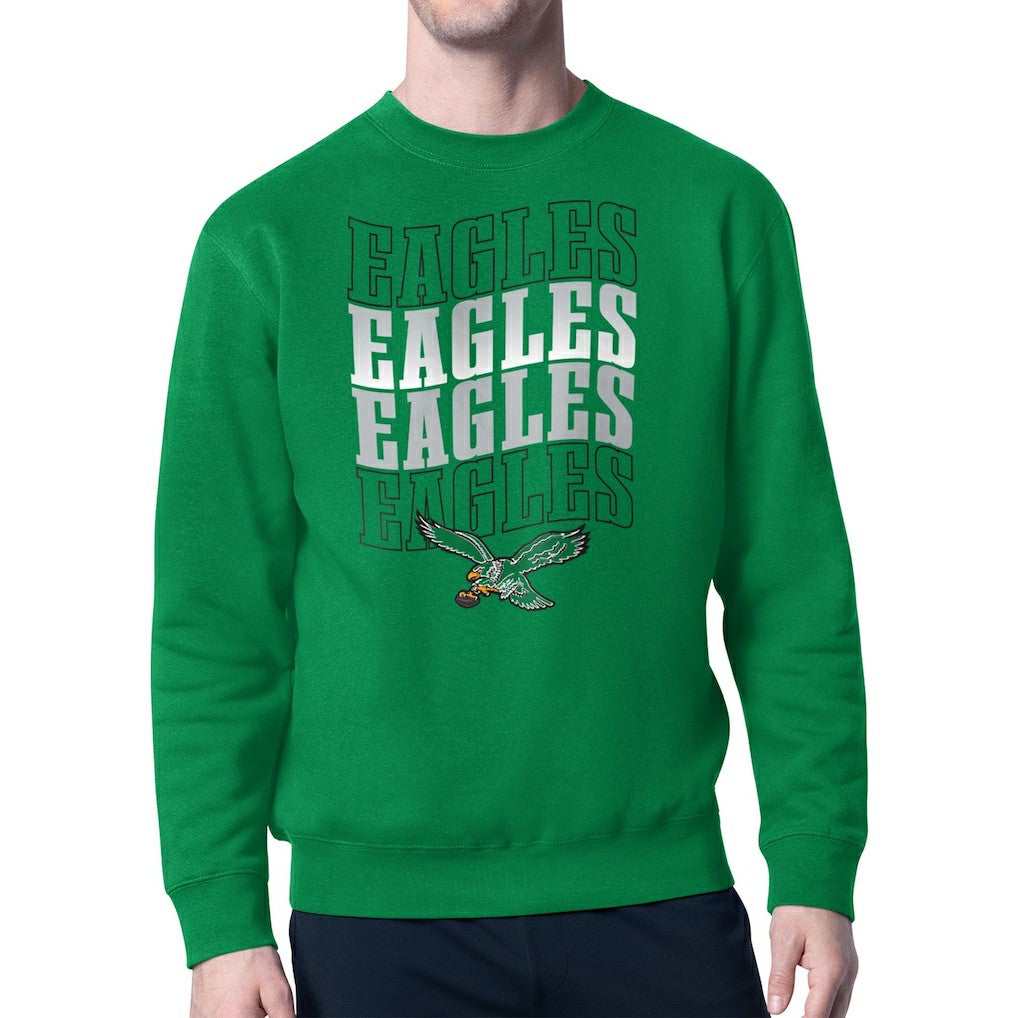 Philadelphia Eagles Starter Team Retro Logo Fleece Tri-Blend Pullover Sweatshirt - Kelly Green on sale
