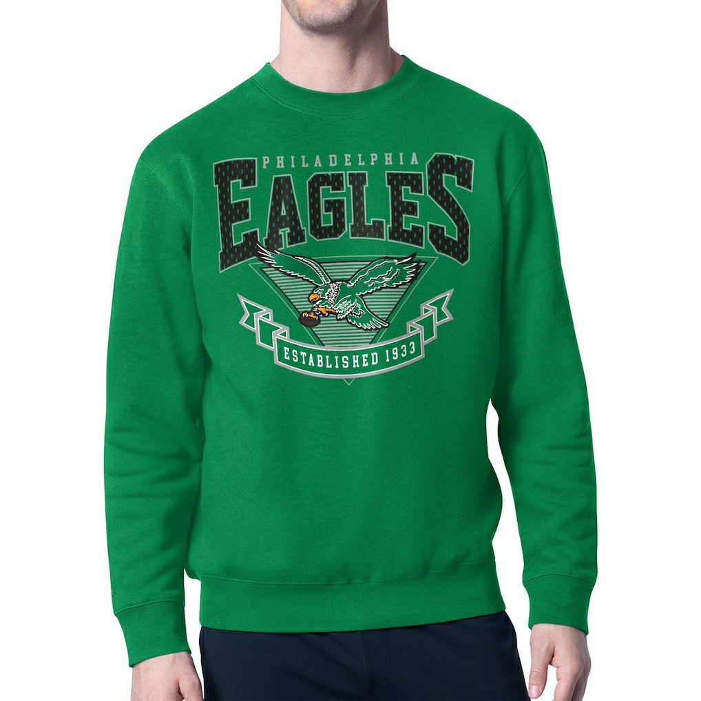 Philadelphia Eagles Starter Team Retro Logo Fleece Tri-Blend Pullover Hoodie - Kelly Green sale