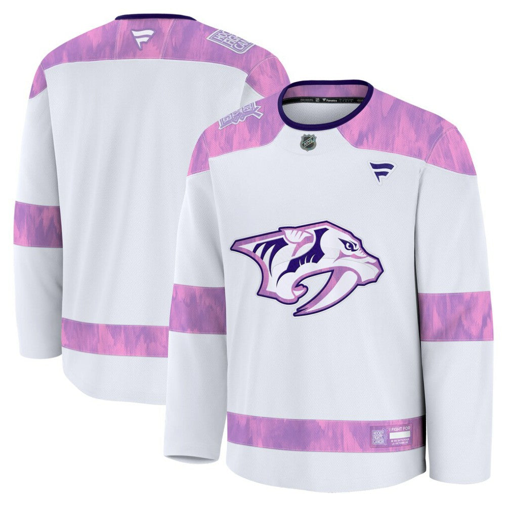 Nashville Predators Fanatics 2024 Hockey Fights Cancer Practice Jersey White