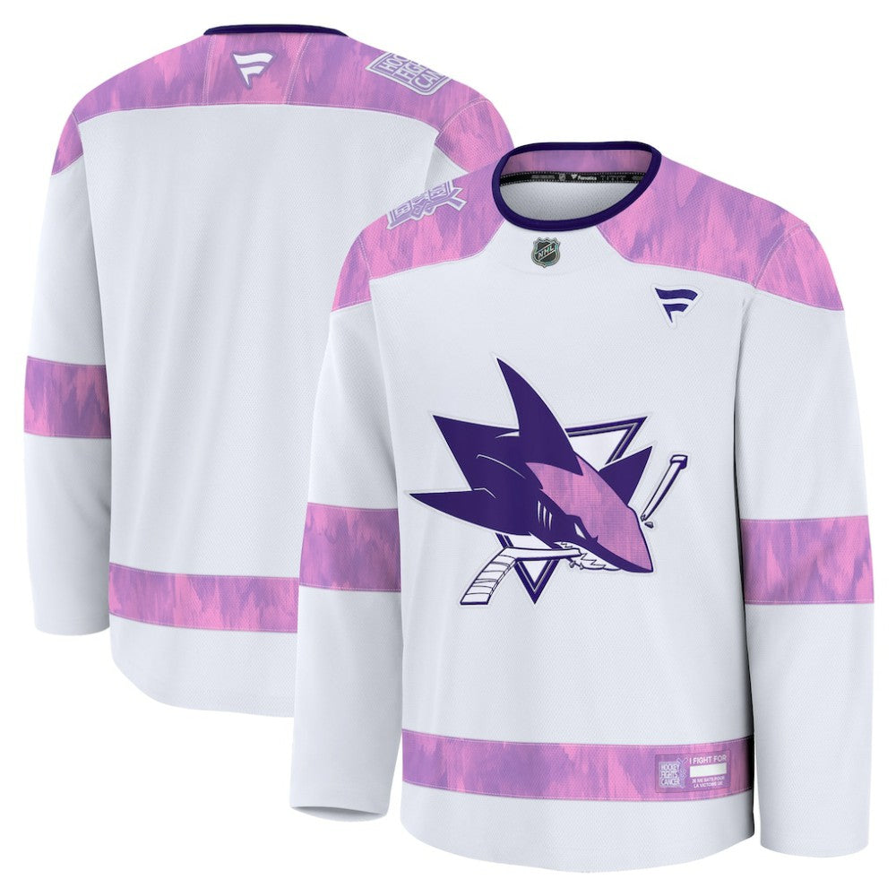 San Jose Sharks Fanatics 2024 Hockey Fights Cancer Practice Jersey White