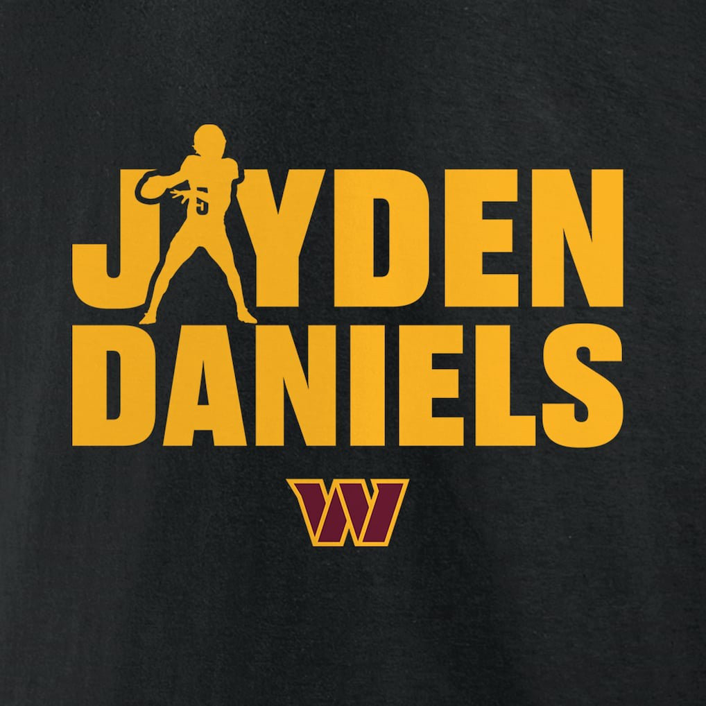 Jayden Daniels Washington Commanders Play Motion T-Shirt - Black outlet