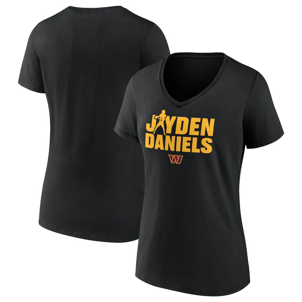 Jayden Daniels Washington Commanders Women's Play Motion T-Shirt - Black cheap