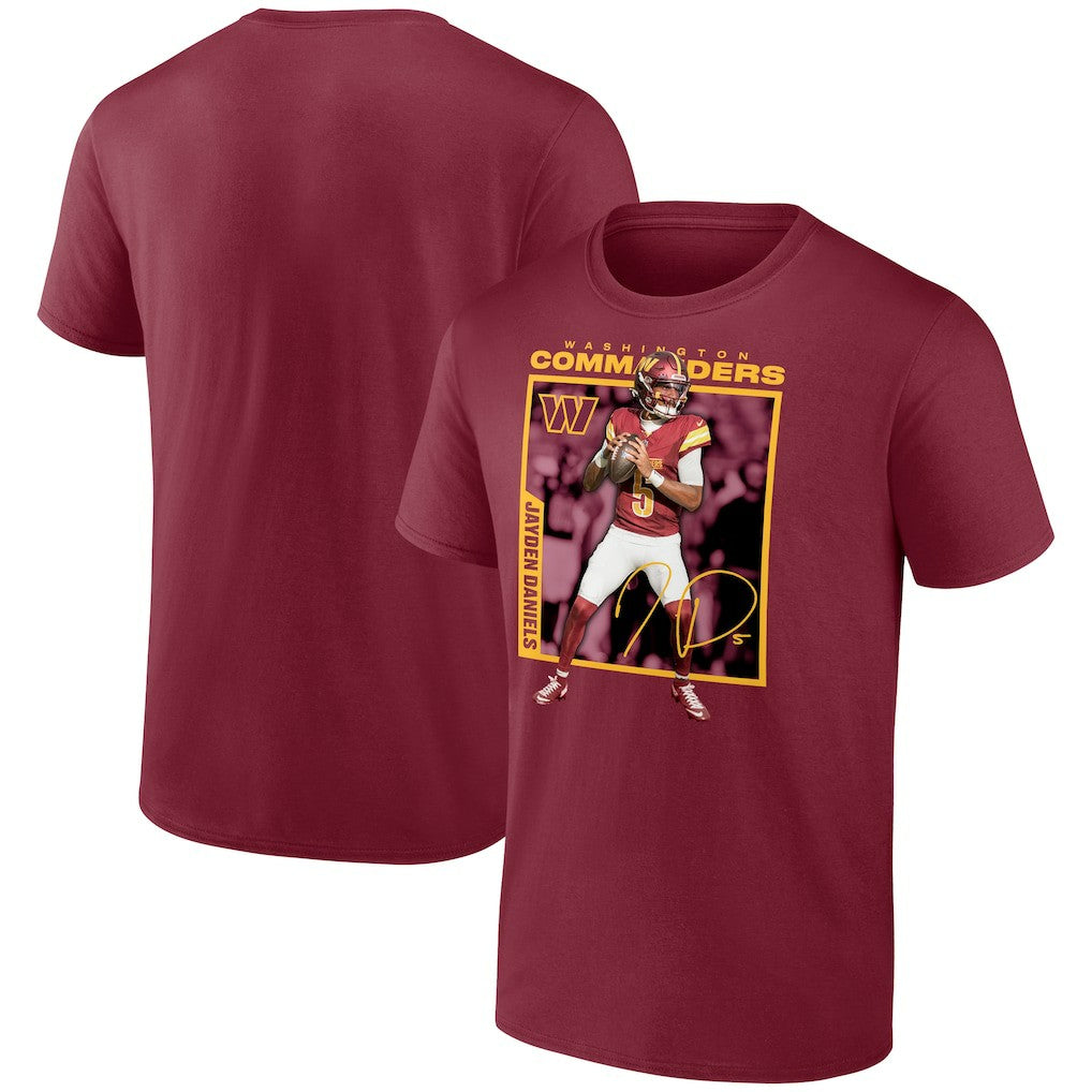 Jayden Daniels Washington Commanders Player Frame T-Shirt - Burgundy online