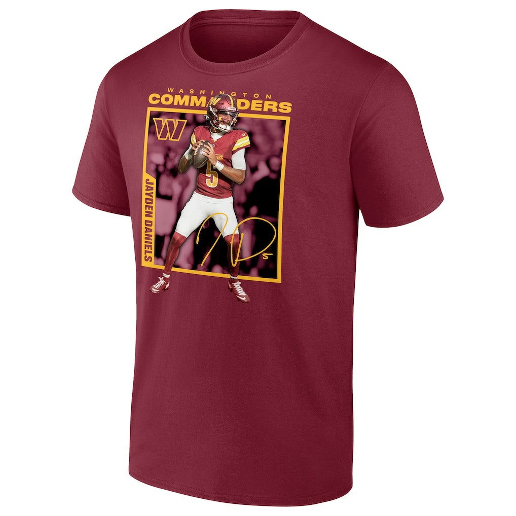 Jayden Daniels Washington Commanders Player Frame T-Shirt - Burgundy online