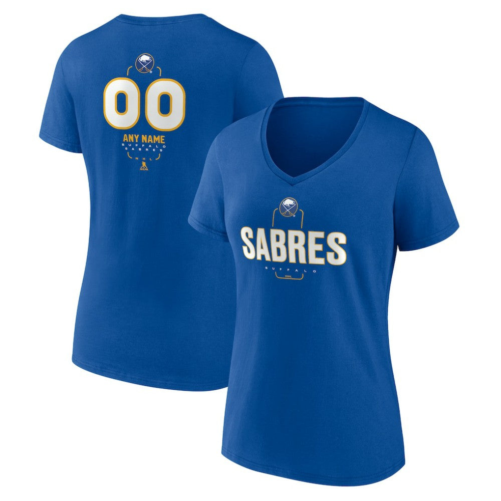 Buffalo Sabres Women's Personalized Name & Number Midfielder V-Neck T-Shirt Royal