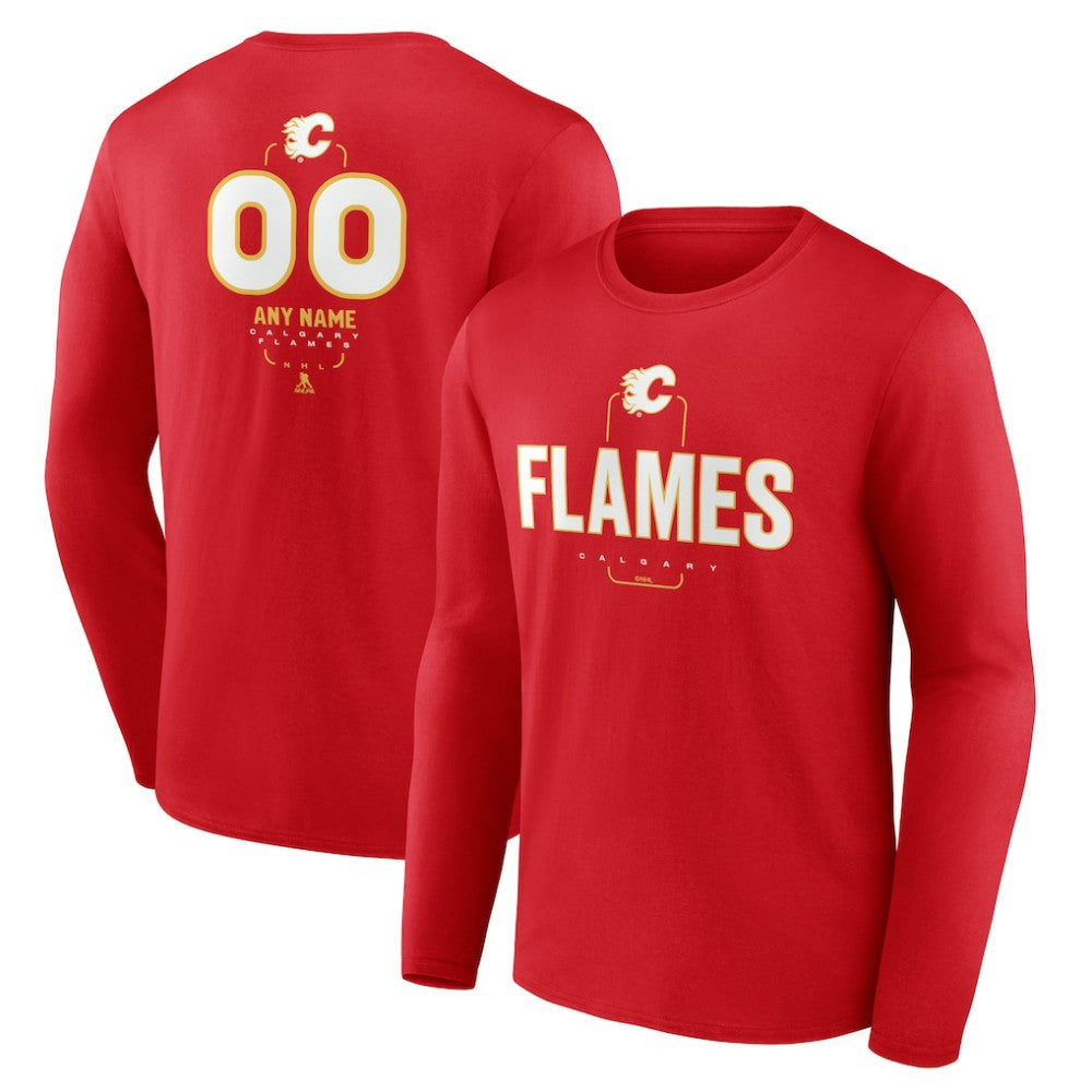 Calgary Flames Personalized Name & Number Midfielder Long Sleeve T-Shirt Red