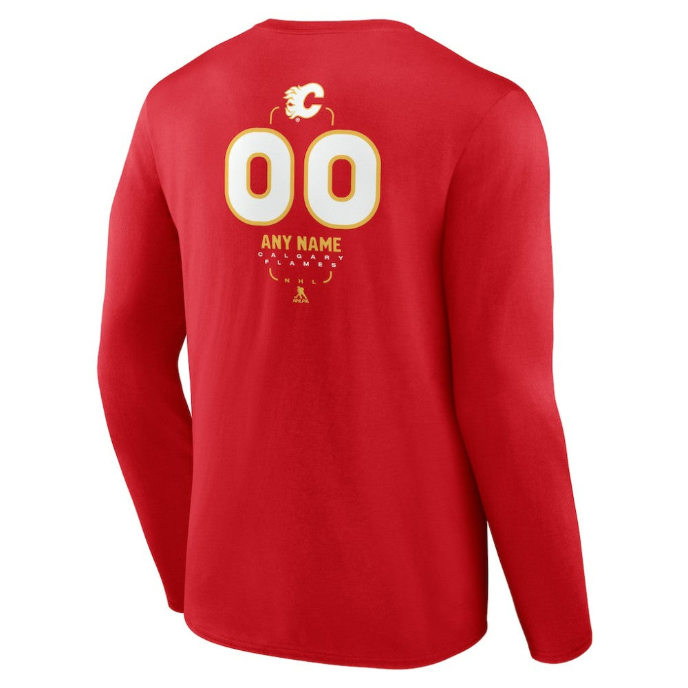 Calgary Flames Personalized Name & Number Midfielder Long Sleeve T-Shirt Red