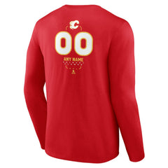 Calgary Flames Personalized Name & Number Midfielder Long Sleeve T-Shirt Red