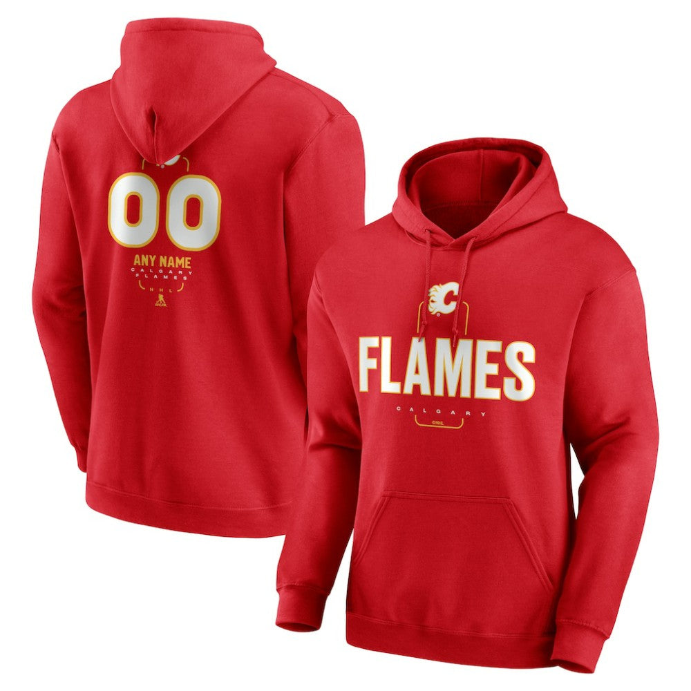Calgary Flames Personalized Name & Number Midfielder Pullover Hoodie Red