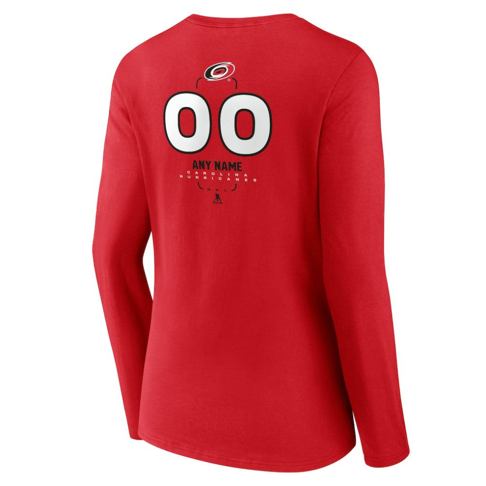 Carolina Hurricanes Women's Personalized Name & Number Midfielder Long Sleeve V-Neck T-Shirt Red