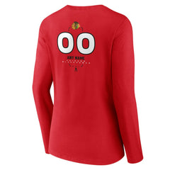 Chicago Blackhawks Women's Personalized Name & Number Midfielder Long Sleeve V-Neck T-Shirt Red