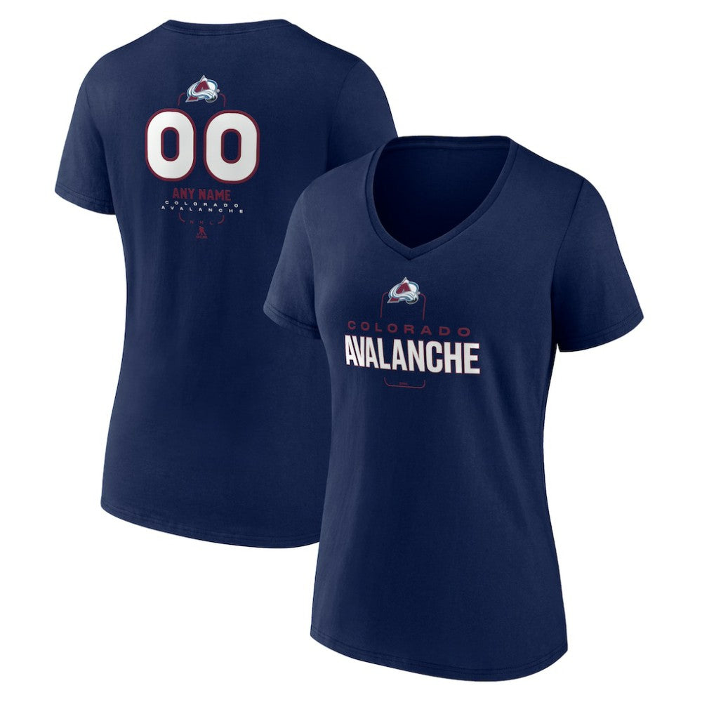 Colorado Avalanche Women's Personalized Name & Number Midfielder V-Neck T-Shirt Navy