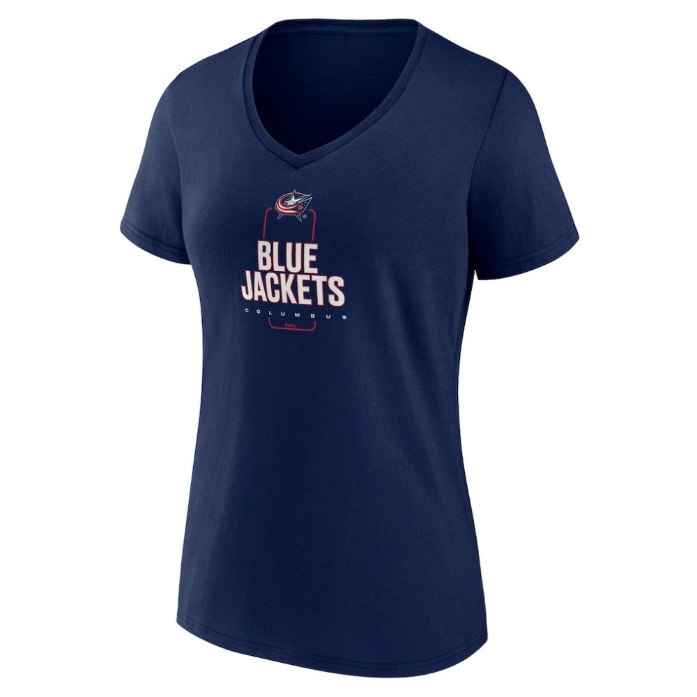 Columbus Blue Jackets Women's Personalized Name & Number Midfielder V-Neck T-Shirt Navy