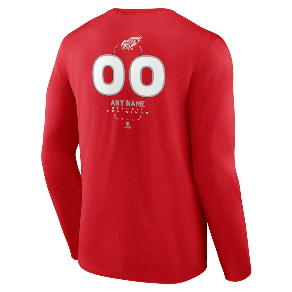 Detroit Red Wings Personalized Name & Number Midfielder Long Sleeve T-Shirt Red