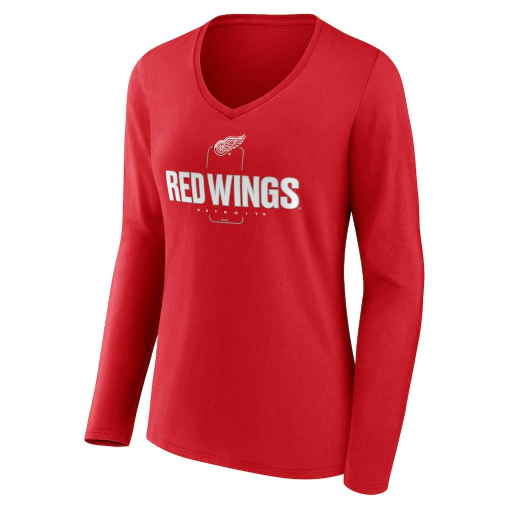 Detroit Red Wings Women's Personalized Name & Number Midfielder Long Sleeve V-Neck T-Shirt Red