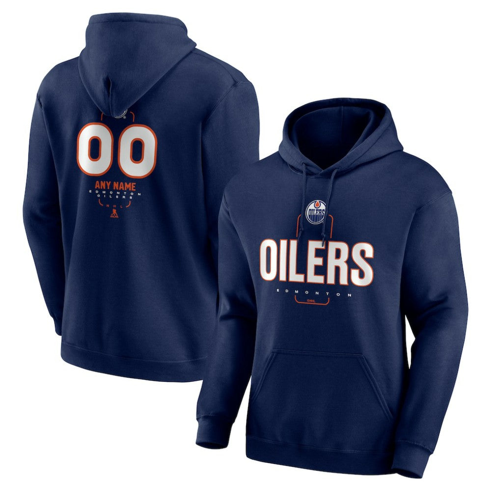 Edmonton Oilers Personalized Name & Number Midfielder Pullover Hoodie Navy