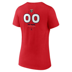 Florida Panthers Women's Personalized Name & Number Midfielder V-Neck T-Shirt Red