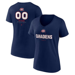 Montreal Canadiens Women's Personalized Name & Number Midfielder V-Neck T-Shirt Navy