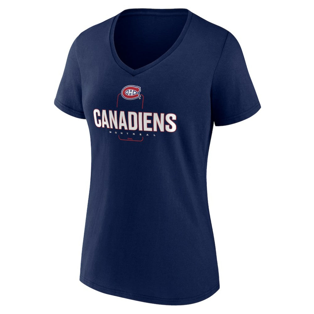 Montreal Canadiens Women's Personalized Name & Number Midfielder V-Neck T-Shirt Navy
