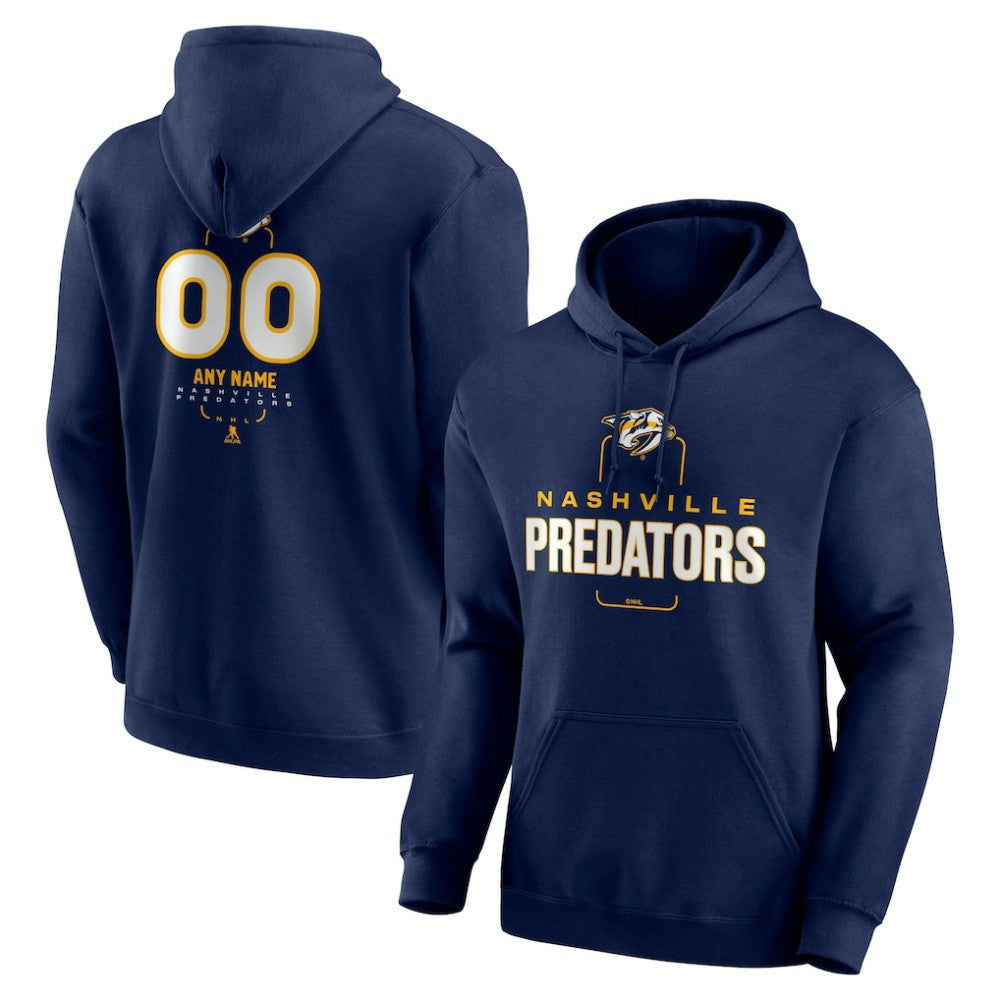 Nashville Predators Personalized Name & Number Midfielder Pullover Hoodie Navy