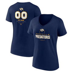 Nashville Predators Women's Personalized Name & Number Midfielder V-Neck T-Shirt Navy
