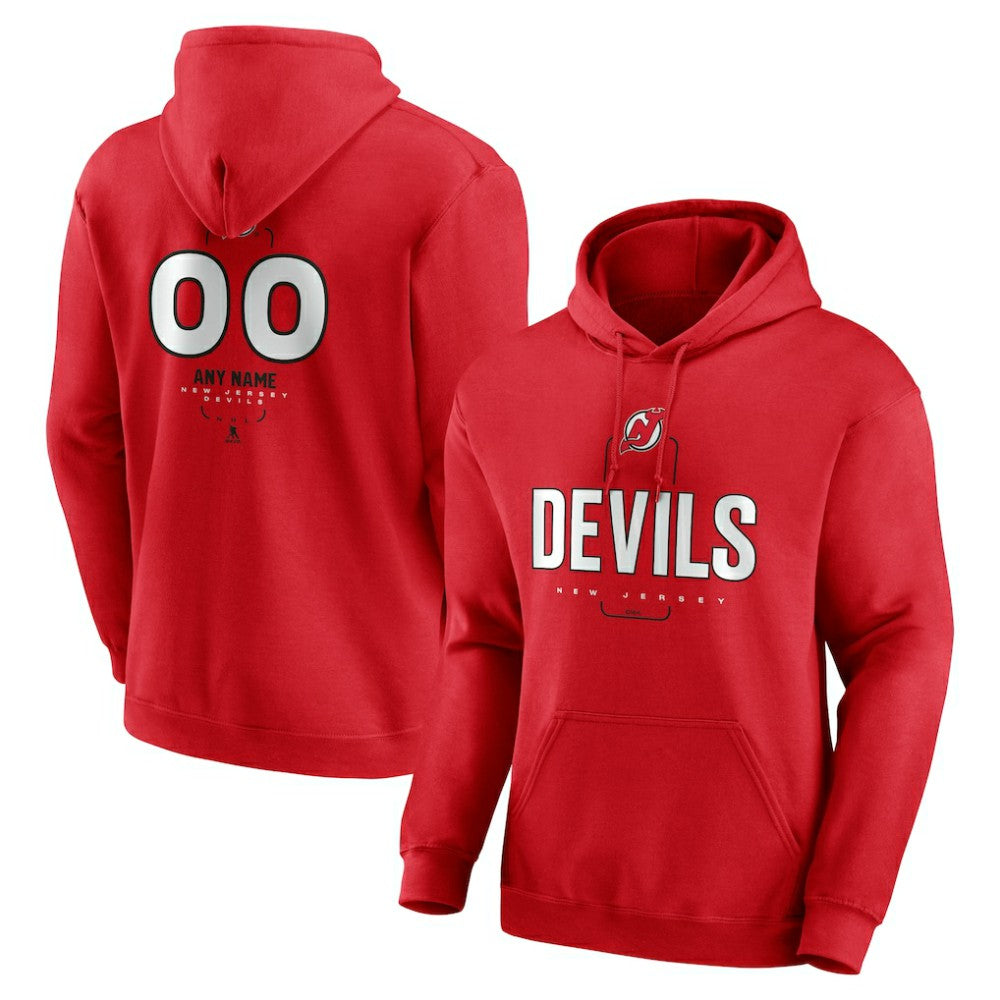 New Jersey Devils Personalized Name & Number Midfielder Pullover Hoodie Red