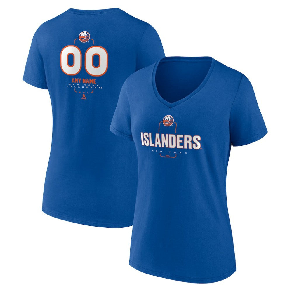 New York Islanders Women's Personalized Name & Number Midfielder V-Neck T-Shirt Royal