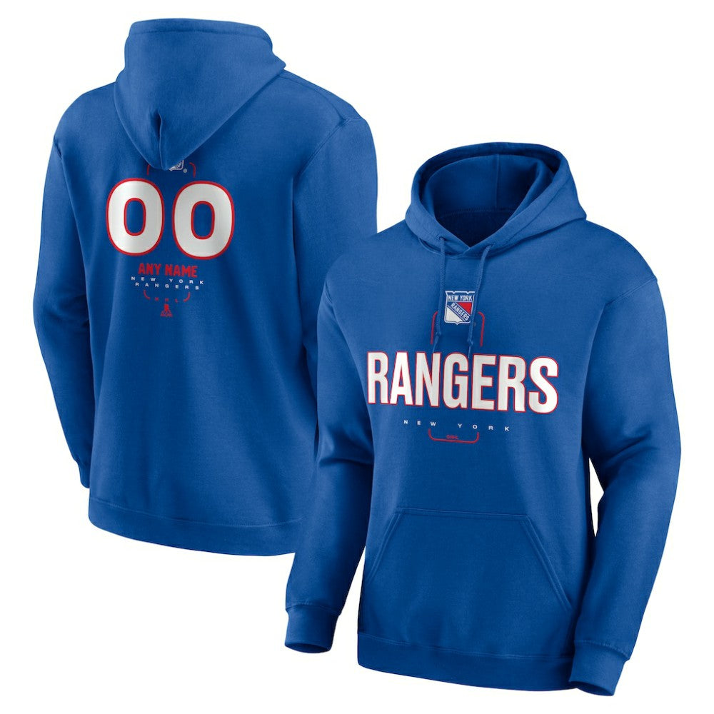 New York Rangers Personalized Name & Number Midfielder Pullover Hoodie Blue