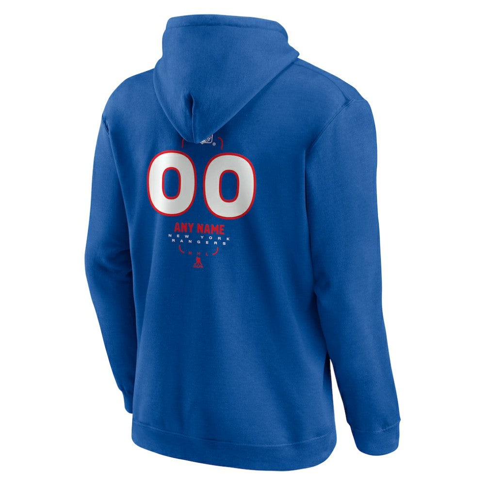 New York Rangers Personalized Name & Number Midfielder Pullover Hoodie Blue