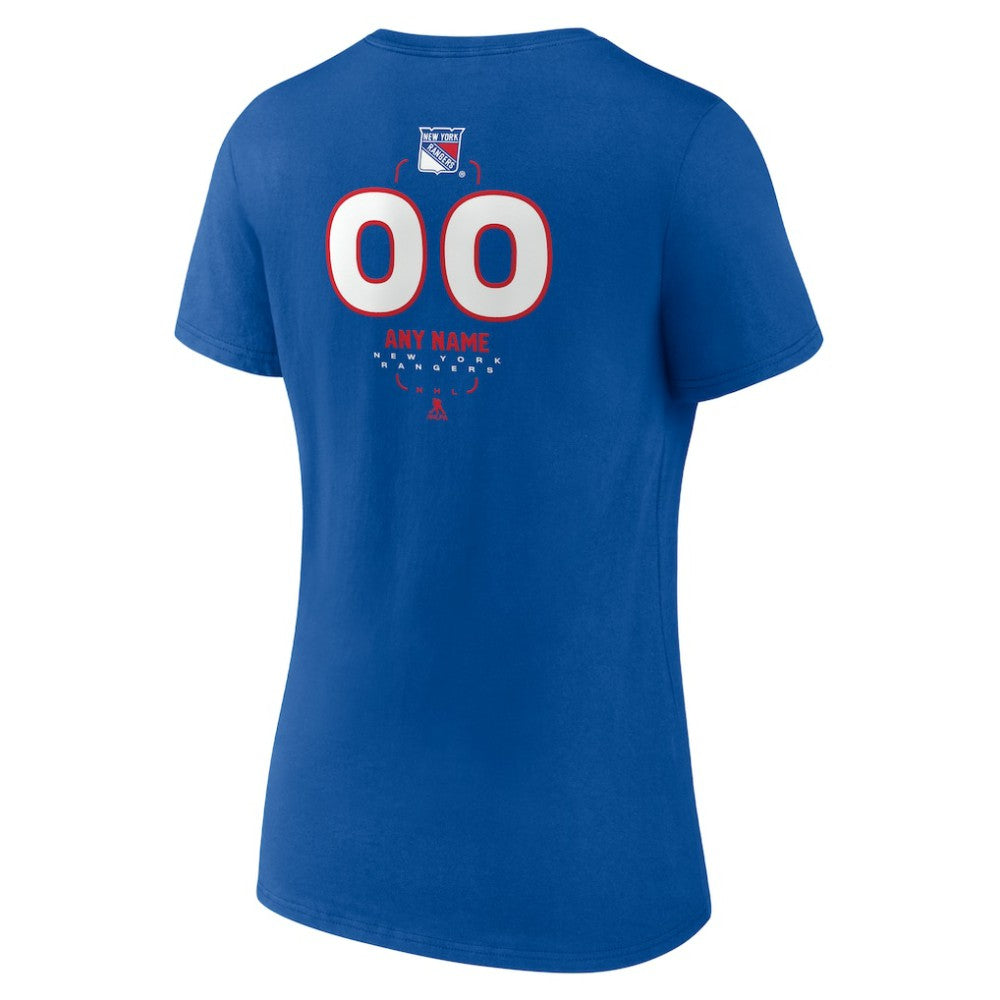 New York Rangers Women's Personalized Name & Number Midfielder V-Neck T-Shirt Blue