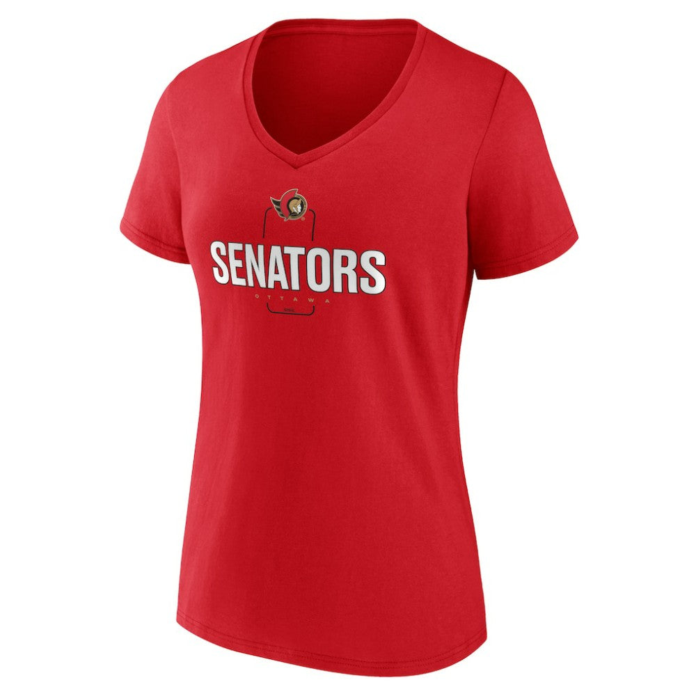 Ottawa Senators Women's Personalized Name & Number Midfielder V-Neck T-Shirt Red
