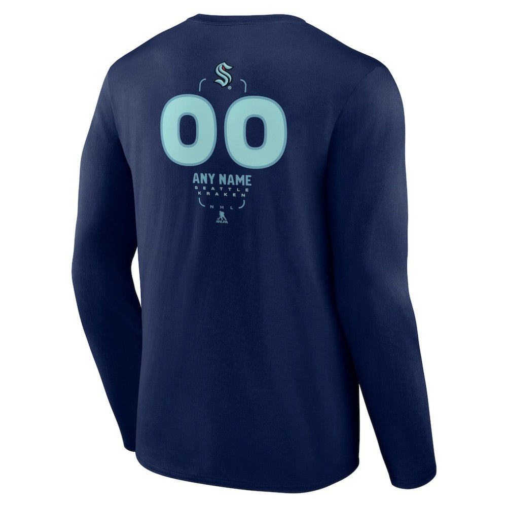Seattle Kraken Personalized Name & Number Midfielder Long Sleeve T-Shirt Deep Sea Blue