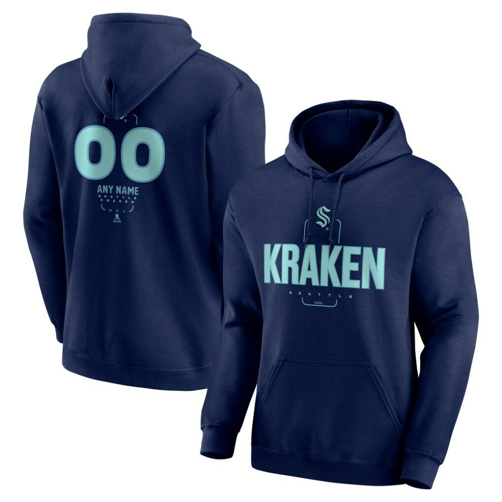 Seattle Kraken Personalized Name & Number Midfielder Pullover Hoodie Deep Sea Blue