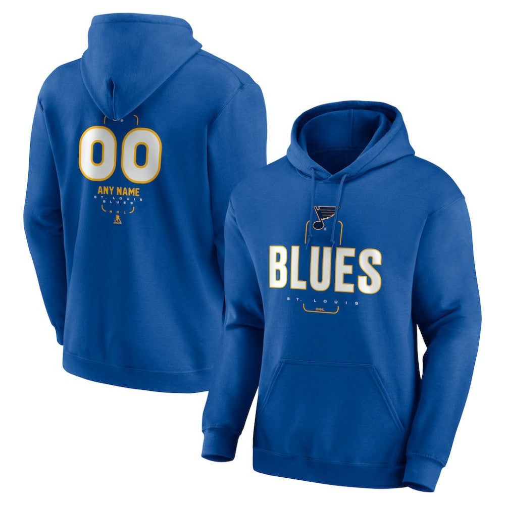 St. Louis Blues Personalized Name & Number Midfielder Pullover Hoodie Blue