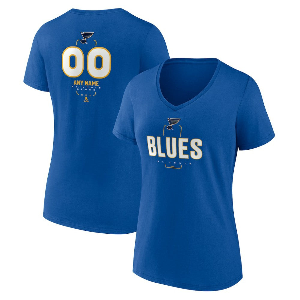 St. Louis Blues Women's Personalized Name & Number Midfielder V-Neck T-Shirt Blue