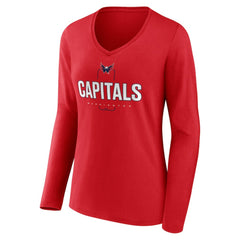 Washington Capitals Women's Personalized Name & Number Midfielder Long Sleeve V-Neck T-Shirt Red