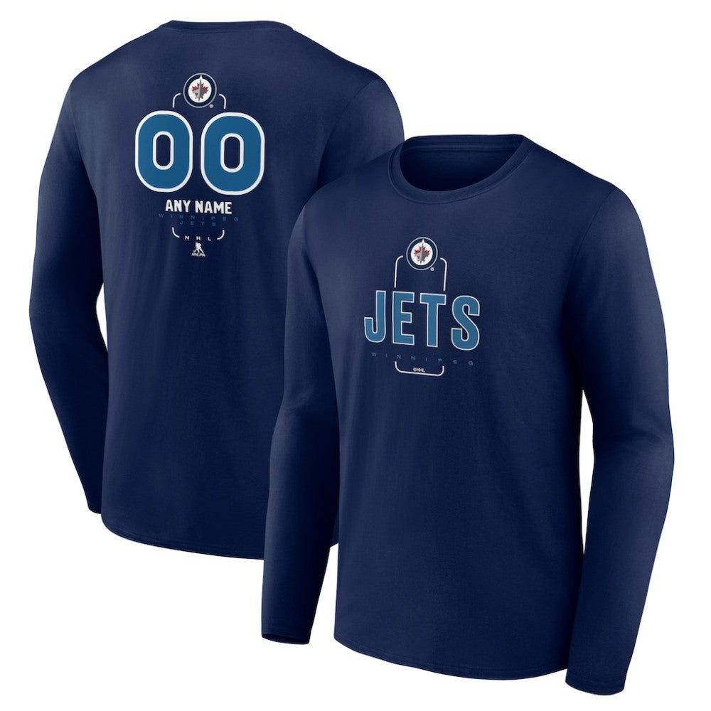 Winnipeg Jets Personalized Name & Number Midfielder Long Sleeve T-Shirt Navy