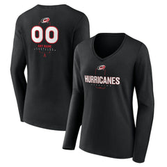 Carolina Hurricanes Women's Personalized Name & Number Midfielder Long Sleeve V-Neck T-Shirt Black
