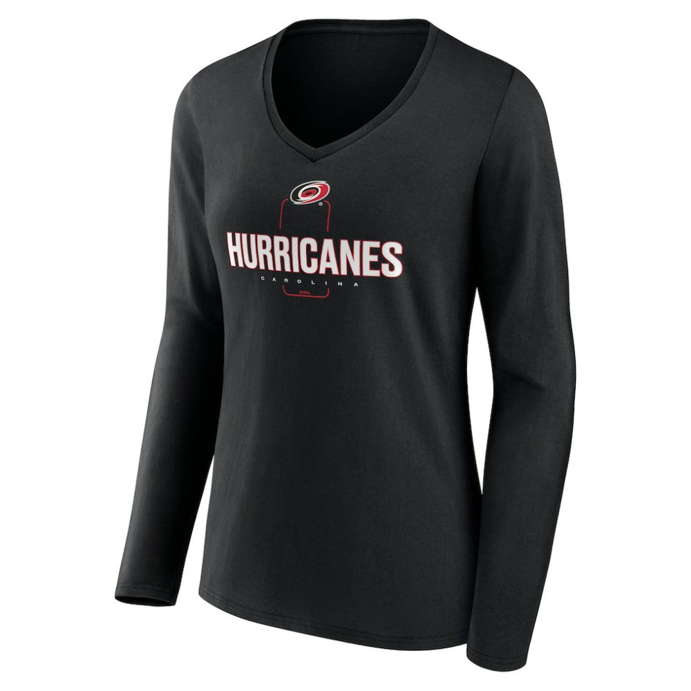 Carolina Hurricanes Women's Personalized Name & Number Midfielder Long Sleeve V-Neck T-Shirt Black
