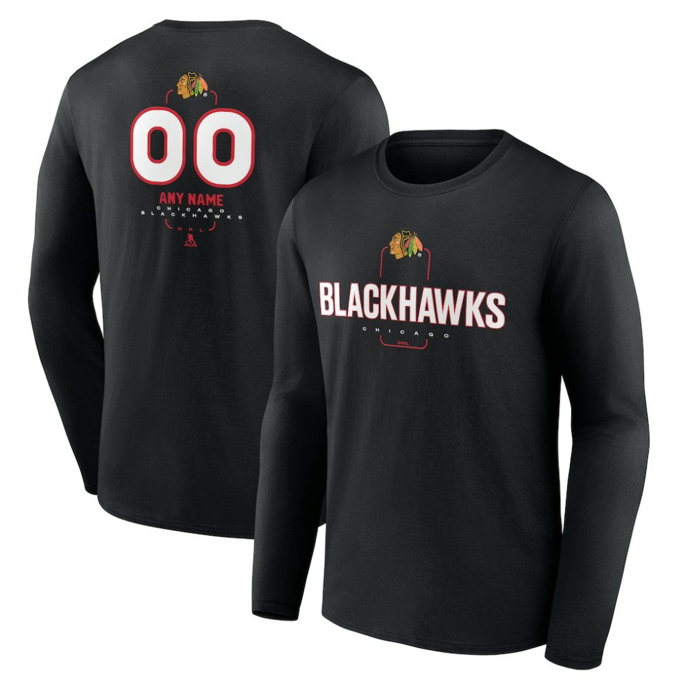 Chicago Blackhawks Personalized Name & Number Midfielder Long Sleeve T-Shirt Black