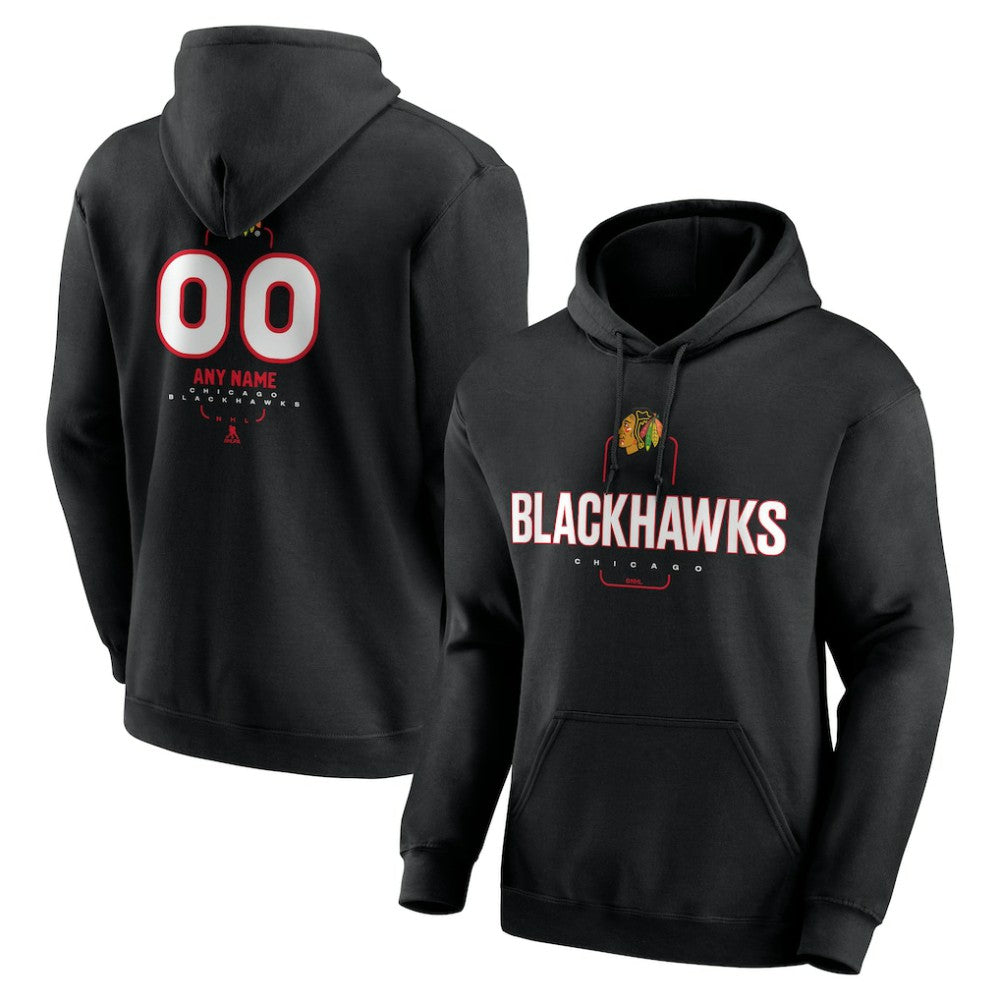 Chicago Blackhawks Personalized Name & Number Midfielder Pullover Hoodie Black