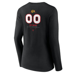 Chicago Blackhawks Women's Personalized Name & Number Midfielder Long Sleeve V-Neck T-Shirt Black