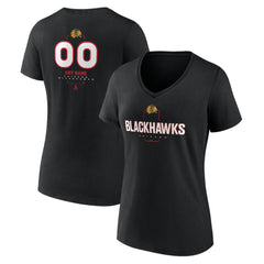 Chicago Blackhawks Women's Personalized Name & Number Midfielder V-Neck T-Shirt Black