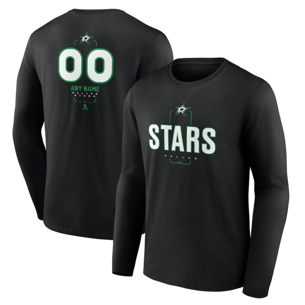 Dallas Stars Personalized Name & Number Midfielder Long Sleeve T-Shirt Black