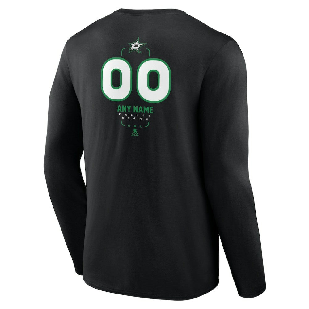 Dallas Stars Personalized Name & Number Midfielder Long Sleeve T-Shirt Black