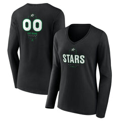 Dallas Stars Women's Personalized Name & Number Midfielder Long Sleeve V-Neck T-Shirt Black