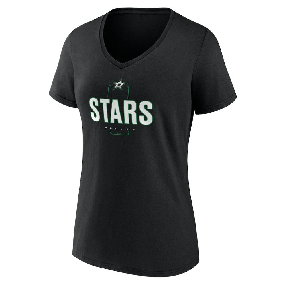 Dallas Stars Women's Personalized Name & Number Midfielder V-Neck T-Shirt Black