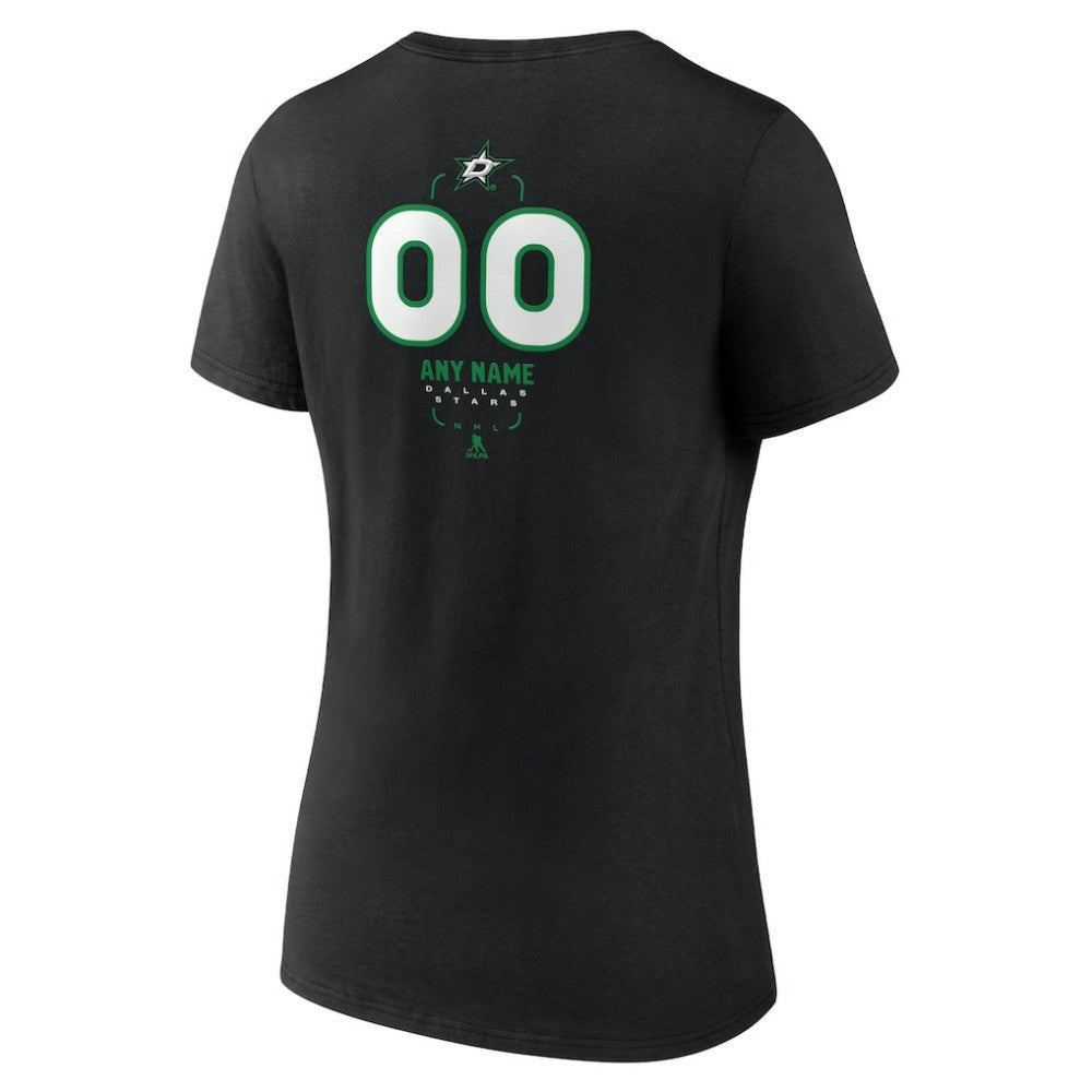 Dallas Stars Women's Personalized Name & Number Midfielder V-Neck T-Shirt Black