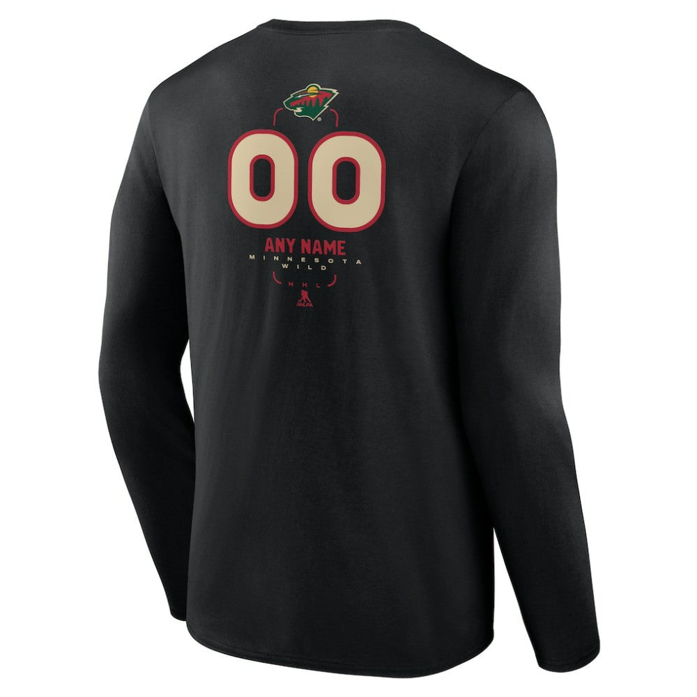 Minnesota Wild Personalized Name & Number Midfielder Long Sleeve T-Shirt Black