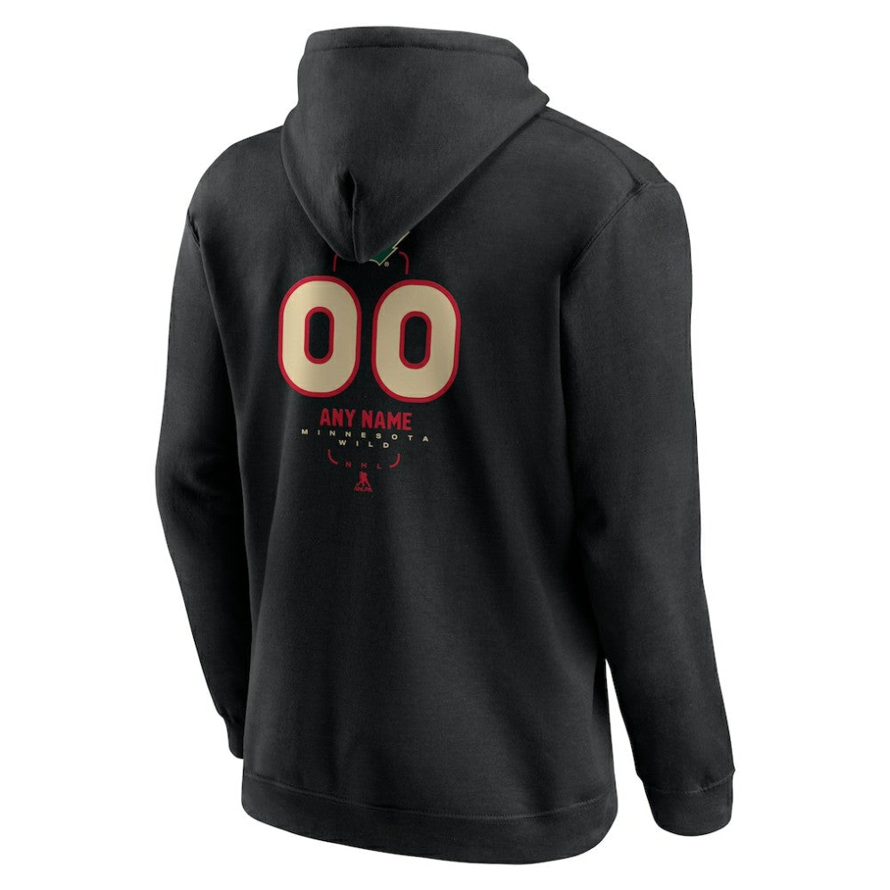 Minnesota Wild Personalized Name & Number Midfielder Pullover Hoodie Black